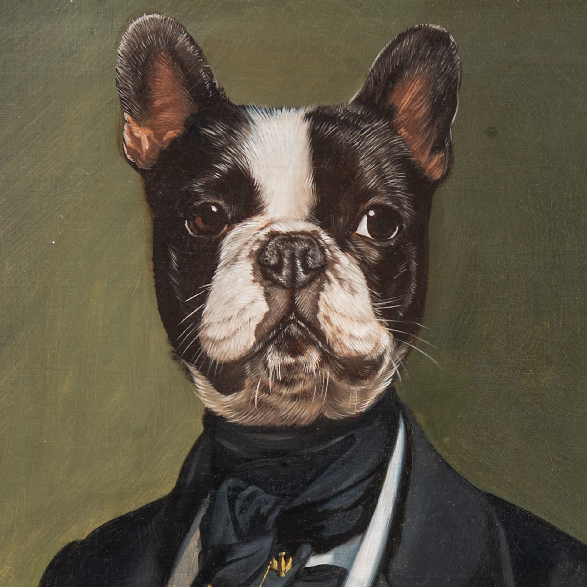 Thierry Poncelet (1946), the portrait of gentleman French bulldog, oil on canvas 65 x 53 cm. (25.5 x - Bild 5 aus 5