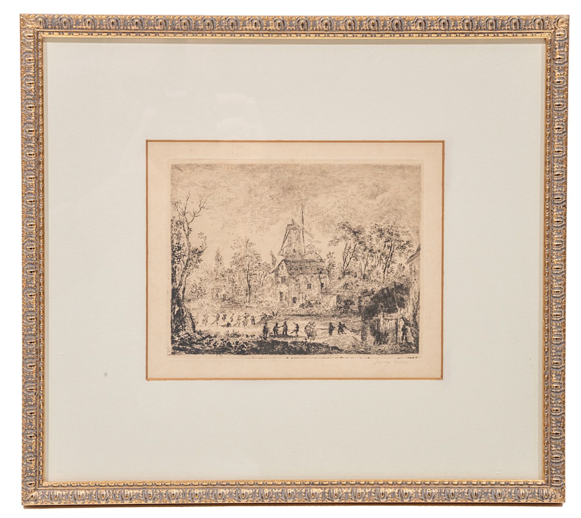 James Ensor (1860-1949), 'Village Fair at the Windmill' ('Kermesse au Moulin'), (1889), etching on s - Image 2 of 6