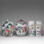 A small collection of Chinese famille rose ware, late 19thC, tallest H 31,7 cm