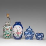 A collection of Chinese porcelain jars and covers, late 19thC, tallest H 30 cm