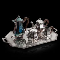 A Regence-style silver 5-part coffee and tea set, 900/000, H 13 - 26 cm, total weight: 5540 g
