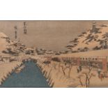 Two Japanese woodblock prints by Hiroshige and Hiroshige II, framed 43x32 cm / 38x26 cm