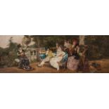 Eugene Pavy (1840-1905), 'Fete Galante', 1876, oil on canvas 38 x 104 cm. (14.9 x 40.9 in.), Frame:
