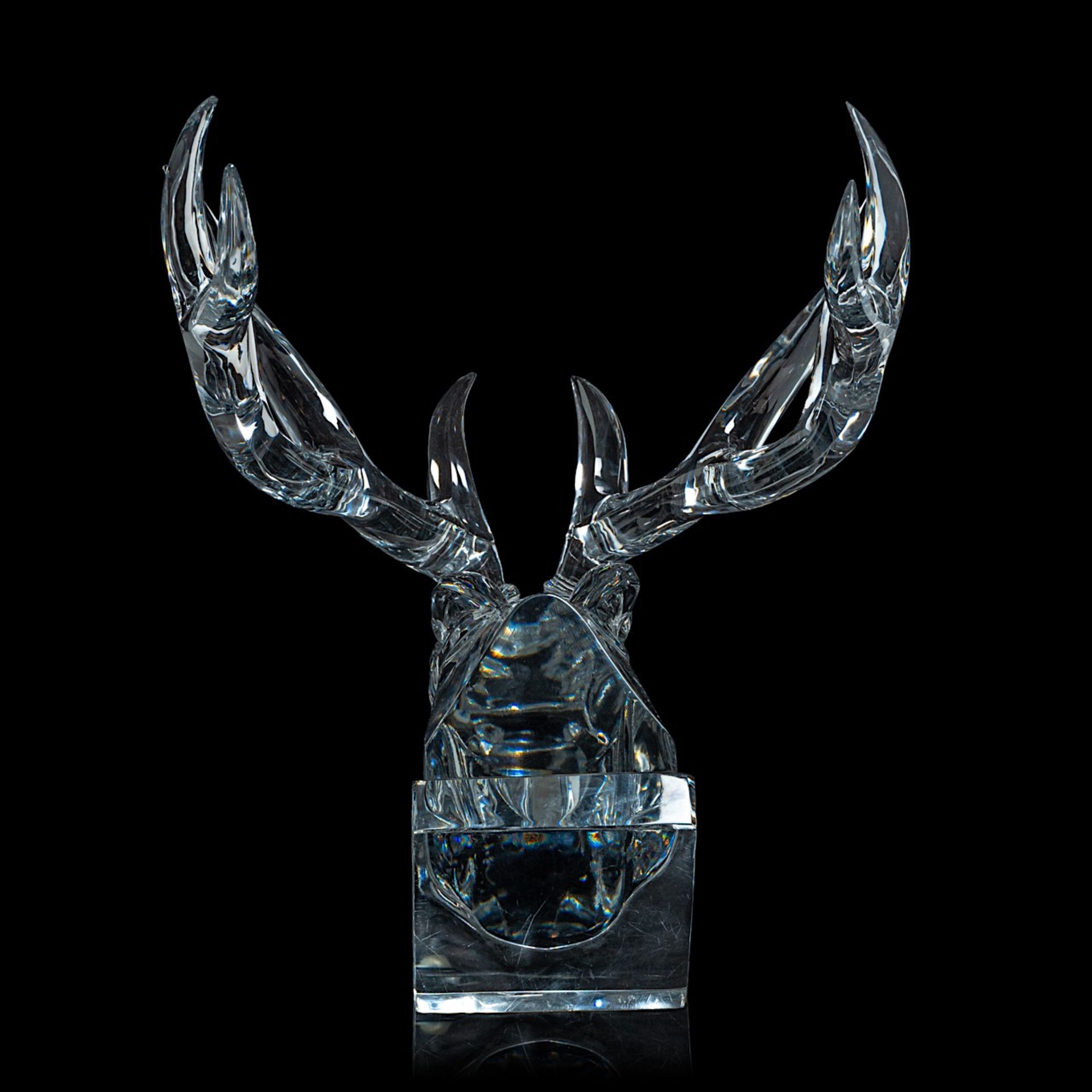 A large Baccarat crystal stag head, signed to the bottom, H 40 - W 57 cm - Image 8 of 8