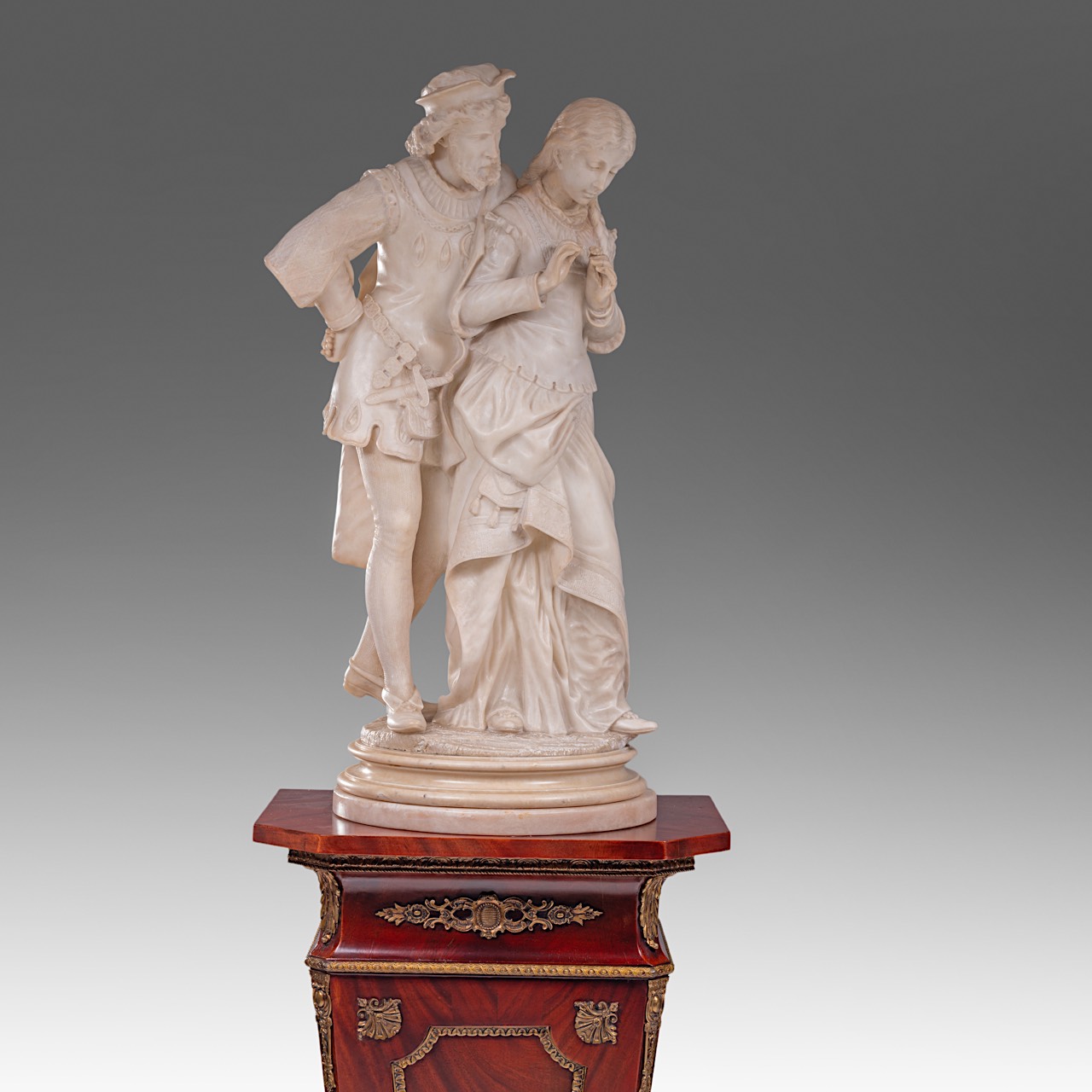 Pietro Bazzanti (c. 1823-1874), alabaster sculpture of two lovers, H 85 cm - Image 6 of 13