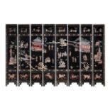 A Chinese eight-panel double-sided coromandel lacquer chamber screen, late Qing/Republic period, 214