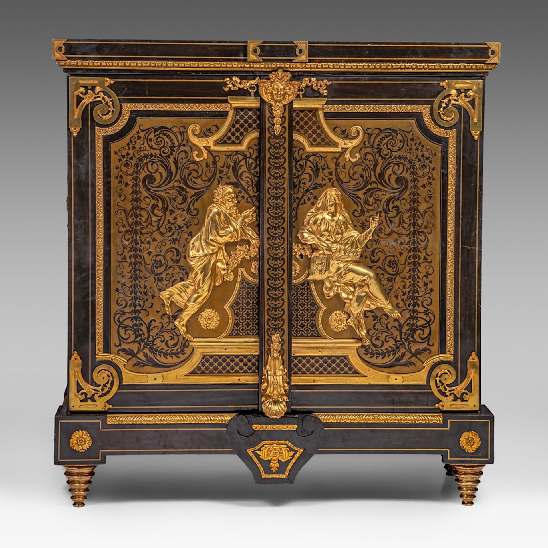 An exceptional Regence style Boulle work cabinet with gilt bronze mounts, signed Mathieu Befort The - Image 2 of 6