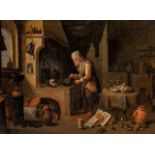 David Teniers the Younger (1610-1690), the alchemist in his workshop, oil on canvas (+) 40.5 x 55.5