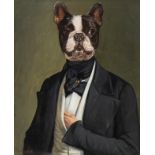 Thierry Poncelet (1946), the portrait of gentleman French bulldog, oil on canvas 65 x 53 cm. (25.5 x