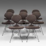 A set of 6 Eames 'Bikini' chairs for Vitra, with dark upholstery, H 84 - W 50 cm