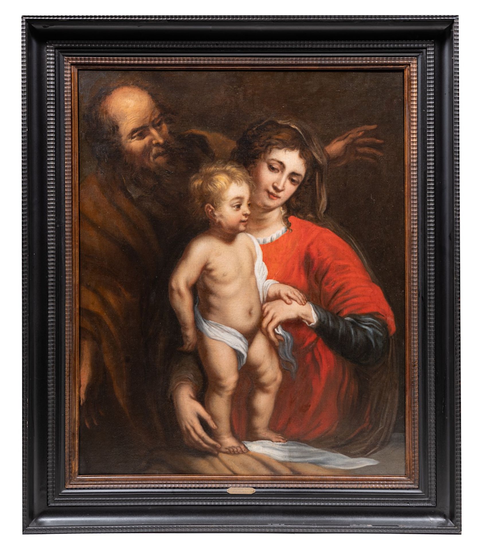 The Holy Family, 17thC Antwerp School, oil on canvas 100 x 80 cm. (39.3 x 31 1/2 in.), Frame: 123 x - Image 2 of 6
