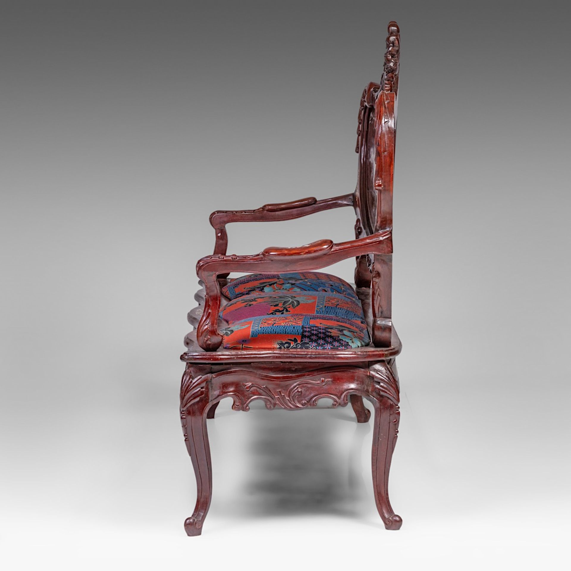 An Anglo-Chinese settee and two chairs, H settee 132 - H chair 108 cm - Image 3 of 24