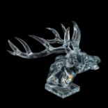 A large Baccarat crystal stag head, signed to the bottom, H 40 - W 57 cm