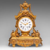 A Louis XVI style gilt bronze mantle clock, signed 'Chaude, Paris', 19thC, H 56 - W 40 cm