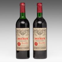 Two bottles of Petrus Pomerol, Grand Vin, MMe L.P. Lacoste - Loubat, 1973