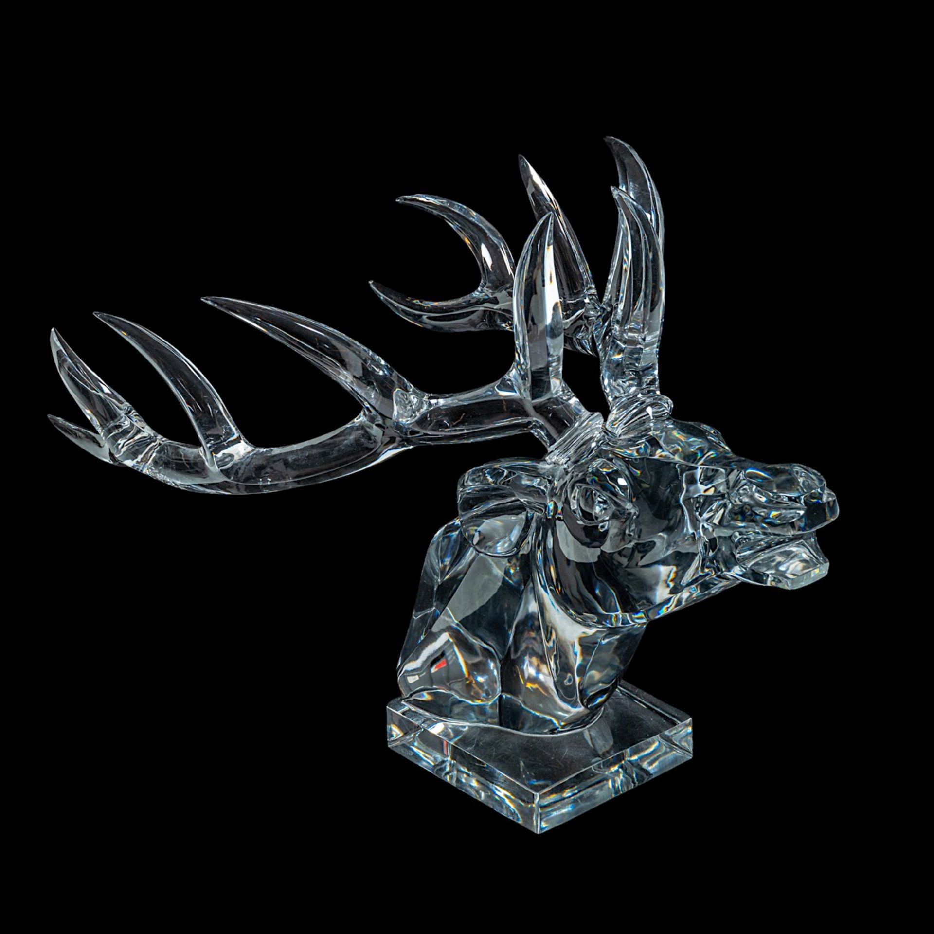 A large Baccarat crystal stag head, signed to the bottom, H 40 - W 57 cm - Image 2 of 8