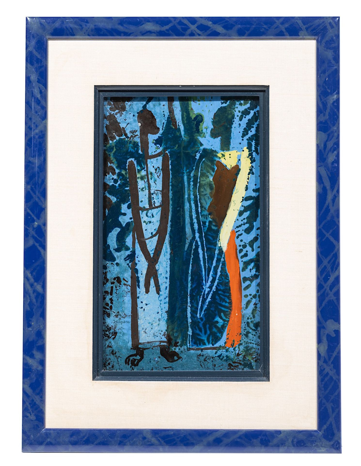 Floris Jespers (1889-1965), Congolese ladies, eglomise 34 x 21 cm. (13.3 x 8.2 in.), Frame: 48 x 35 - Image 2 of 6