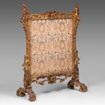 A Louis XV-style gilded fire screen, H 121 - W 91 - D 40 cm