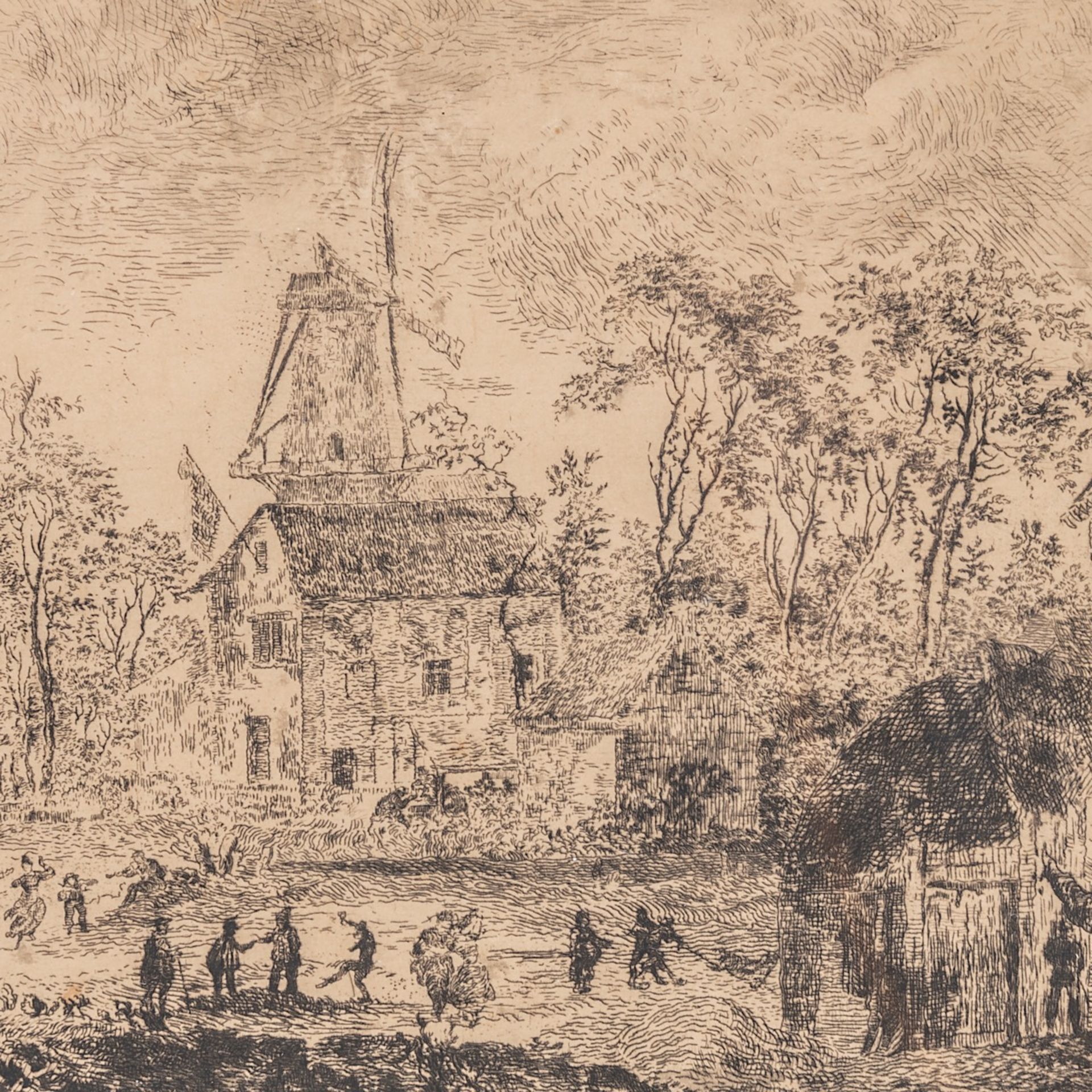 James Ensor (1860-1949), 'Village Fair at the Windmill' ('Kermesse au Moulin'), (1889), etching on s - Image 5 of 6