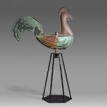 A copper rooster-shaped weathervane of the Church of Our Lady of Bruges, H 87 cm