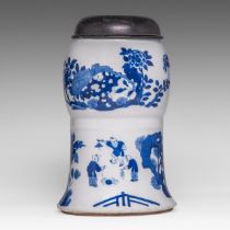 A Chinese Kangxi blue and white 'Playful boys' gu vase, H 28 cm