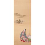 A Japanese 'Geisha' scroll painting, seal marked, 20thC, x cm