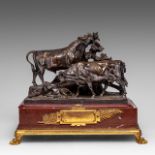 Louis-Pierre Rouillard (1820-1881), a silver-plated bronze group of a bull, a cow and a calf, cast b