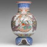 A Japanese Imari 'Figural' vase, raised on a tripod, late Meiji, Total H 34,5 cm