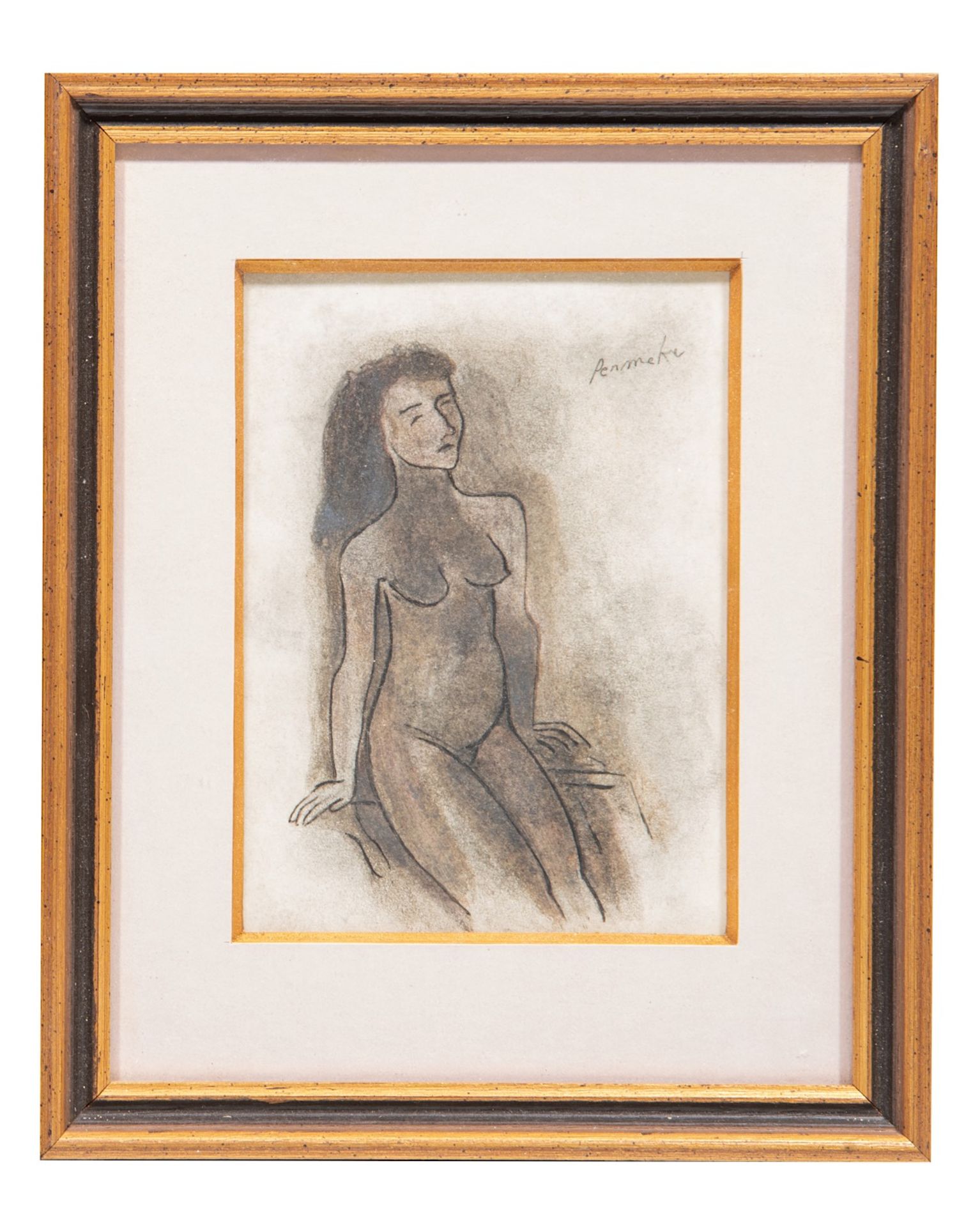 Constant Permeke (1886-1952), female nude, charcoal and pencil 17 x 12.5 cm. (6.6 x 4.9 in.), Frame: - Image 2 of 4