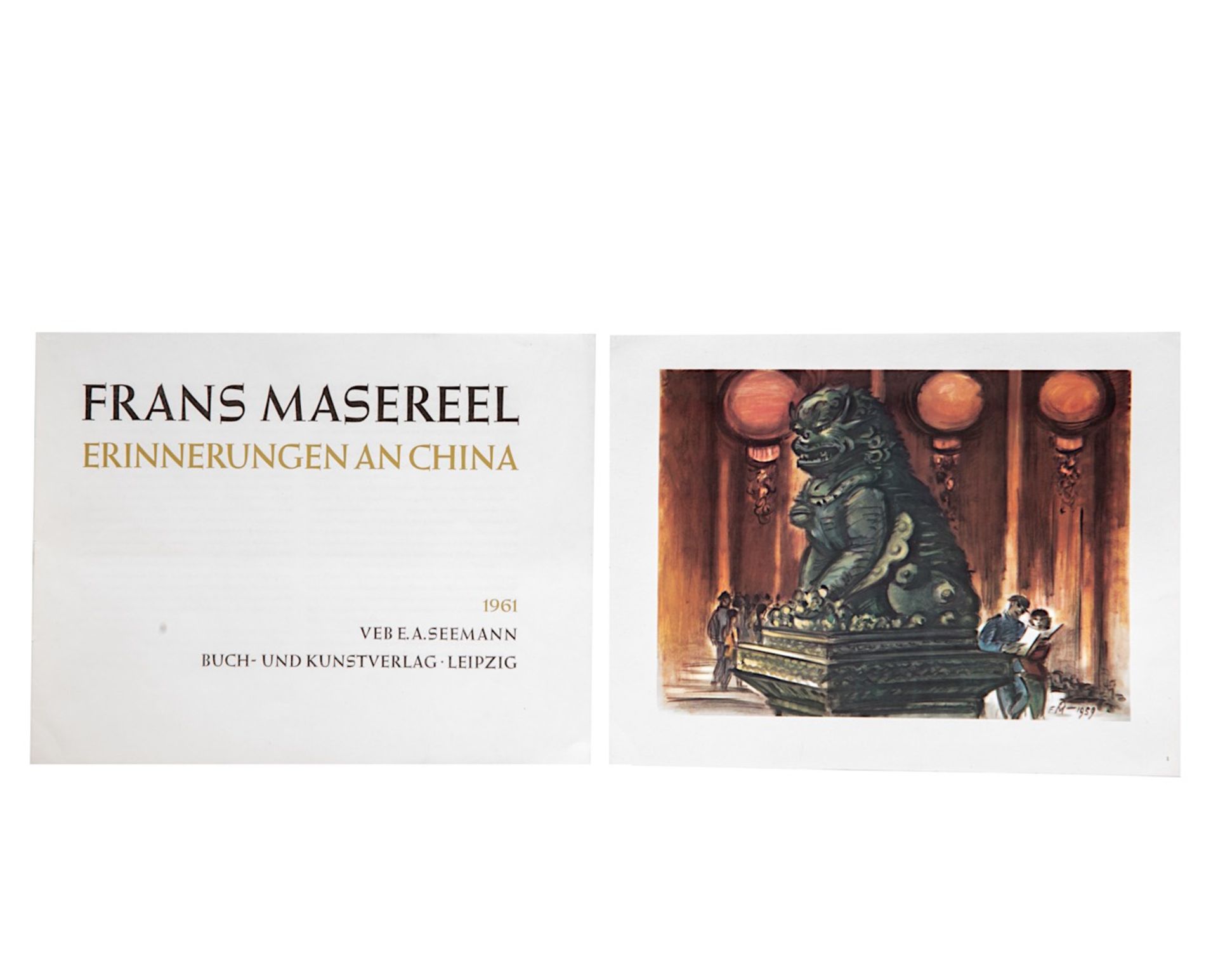 Frans Masereel (1889-1972), 'Pekin, Palais Imperial, un Lion de Bronze', 1959, oil on paper 49 x 62 - Image 8 of 8