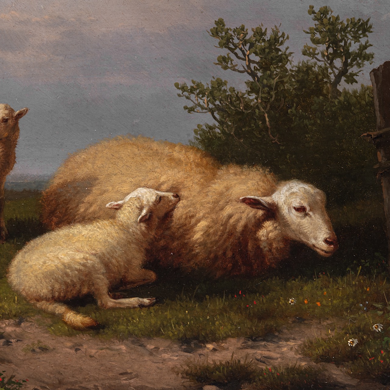 Eugene Verboeckhoven (1798-1881), Sheep and her lambs in the meadow, 1874, oil on panel 23 x 32 cm. - Image 6 of 14