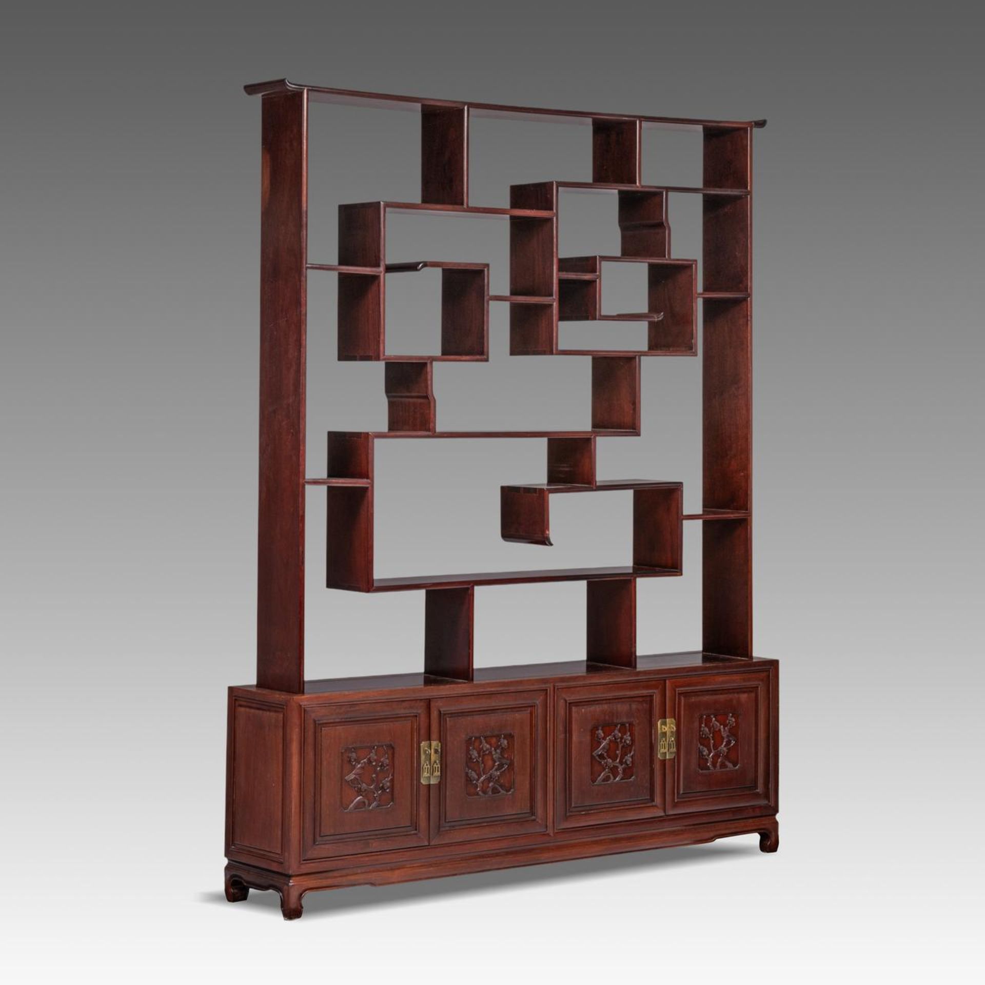 A Chinese hardwood display cabinet, 20thC, H 196 - W 151 - D 20 cm