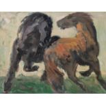 Hubert Malfait (1898-1971), horses in motion, oil triplex 40 x 50 cm. (15 3/4 x 19.6 in.), Frame: 61