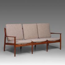 A Danish design teak three seater sofa by Grete Yalk for Golstrup, 1960s, H 82 - W 188 - D 65 cm