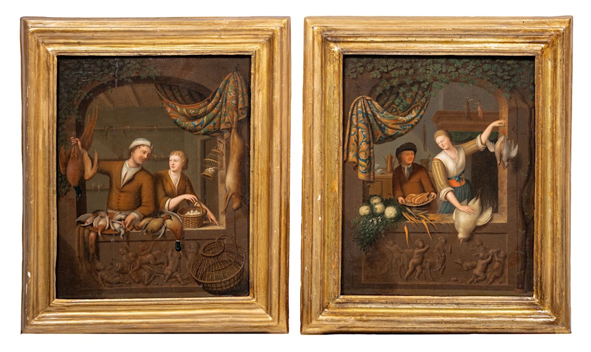 Attrib. to Dominicus Van Tol (c.1635-1676), a pair of pendant paintings of street vendors, oil on pa - Image 2 of 5