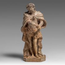 A terracotta sculpture of 'Ecce Homo', 17thC, H 57 cm