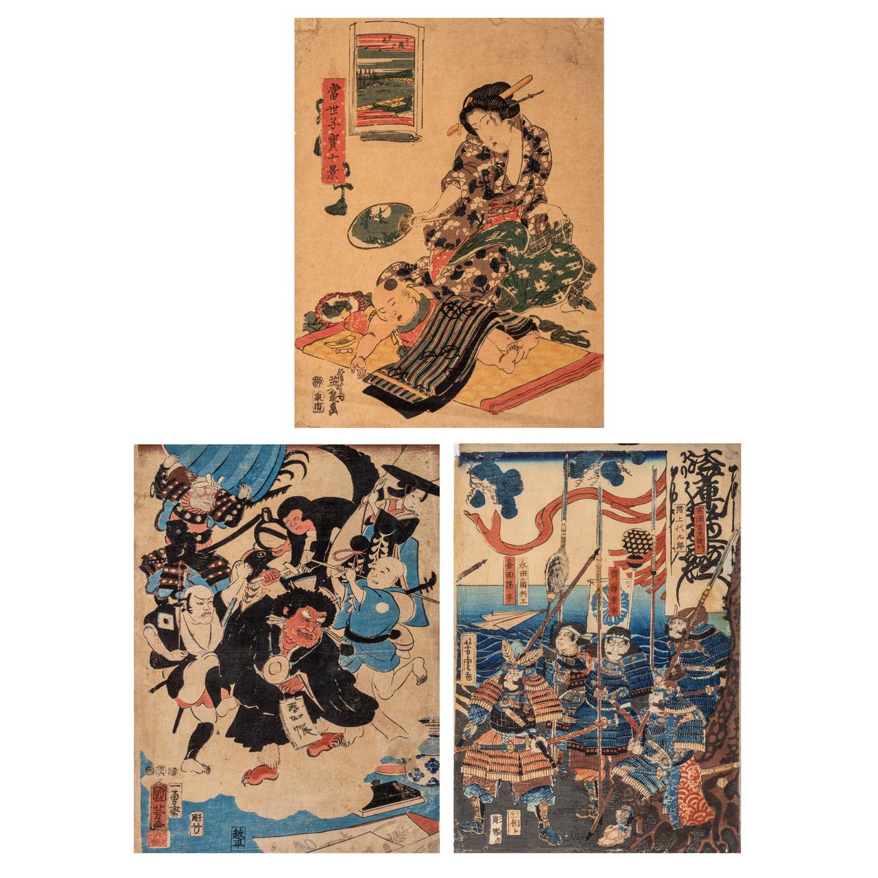 Three ukiyo-e by Kuniyoshi, Eisen and Yoshitora, 26 x 38 cm / 35,5 x 25,5 cm / 37 x 25cm - Image 6 of 25