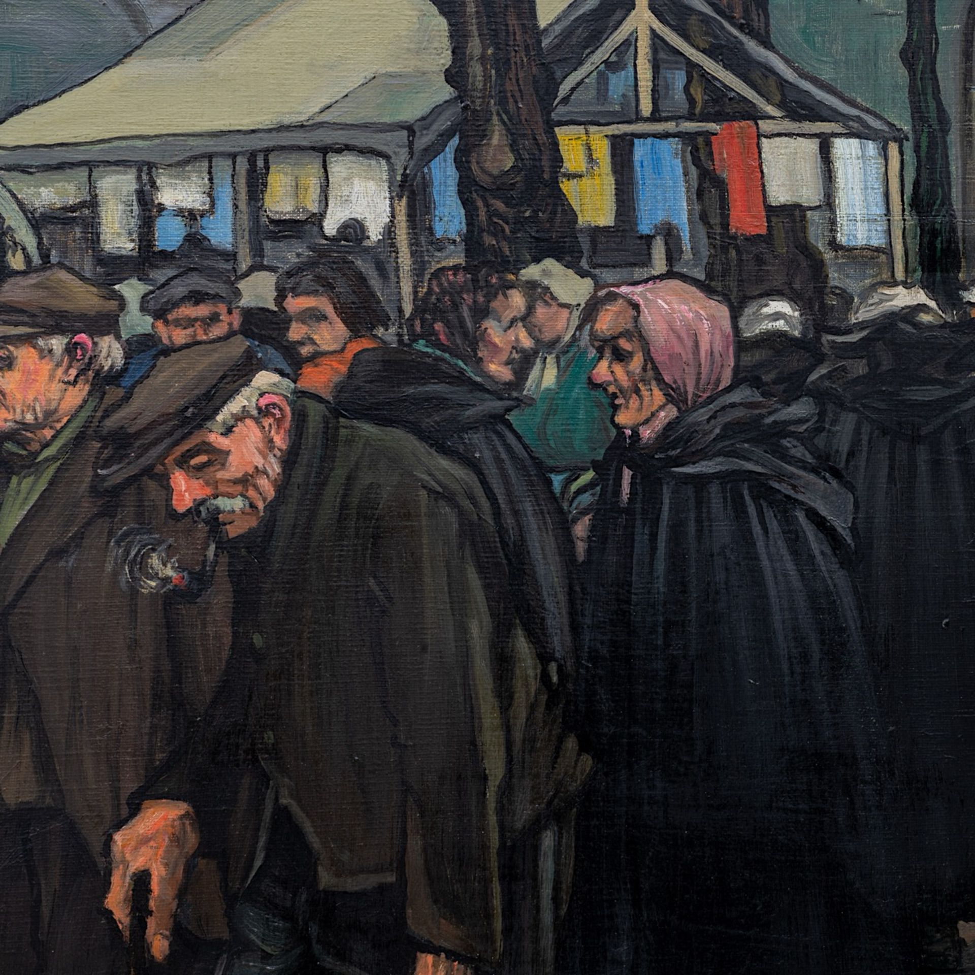 Achille Van Sassenbrouck (1886-1979), flea market at the Dijver in Bruges, oil on canvas 100.5 x 108 - Bild 5 aus 9