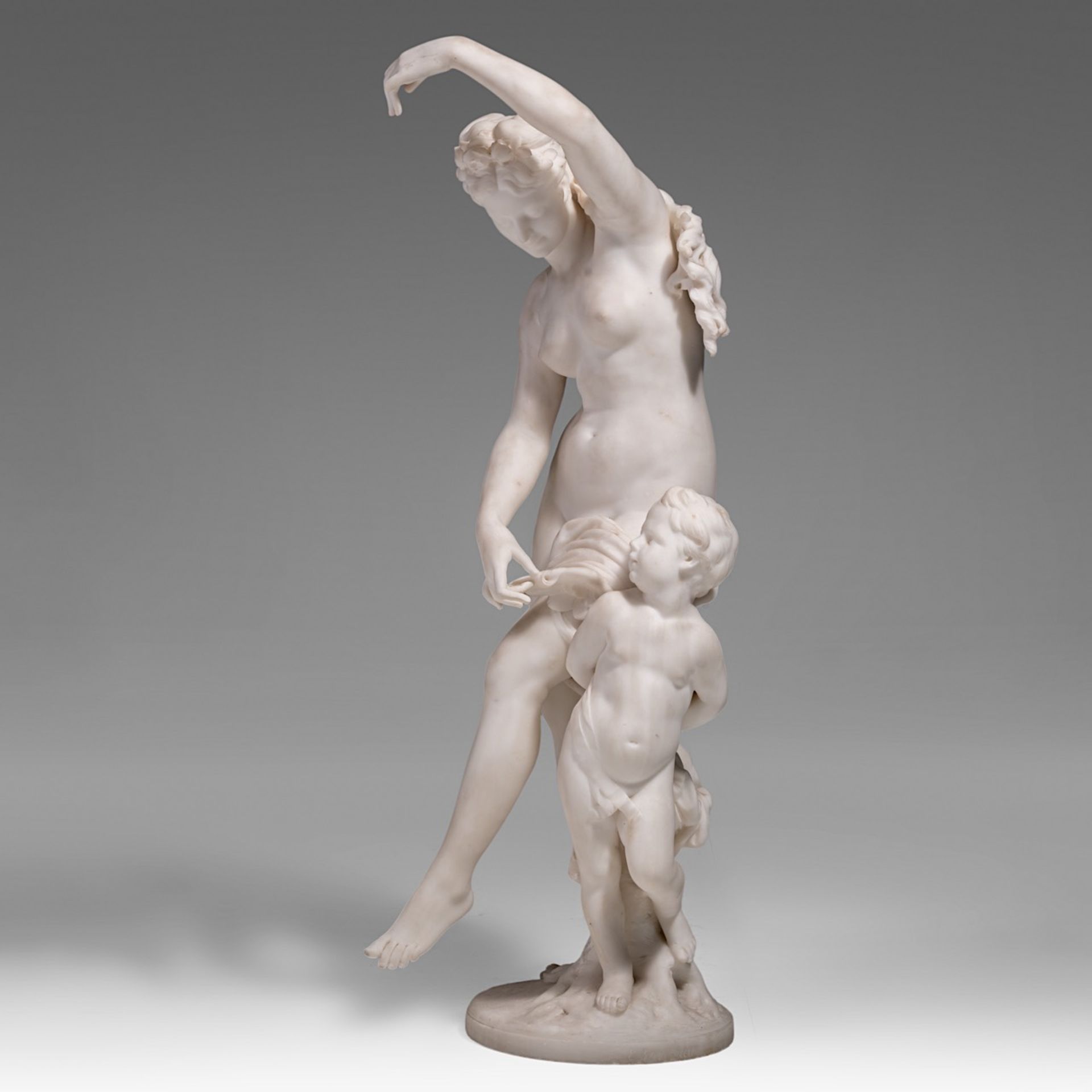 Emile Andre Boisseau (1842-1923), Venus and Amor, Carrara marble, H 99,5 cm - Bild 2 aus 9
