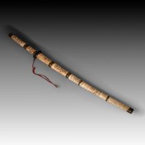 A Japanese Meiji/Taisho period sword with a carved bone hilt and scabbard, total L 90 cm - blade L 5