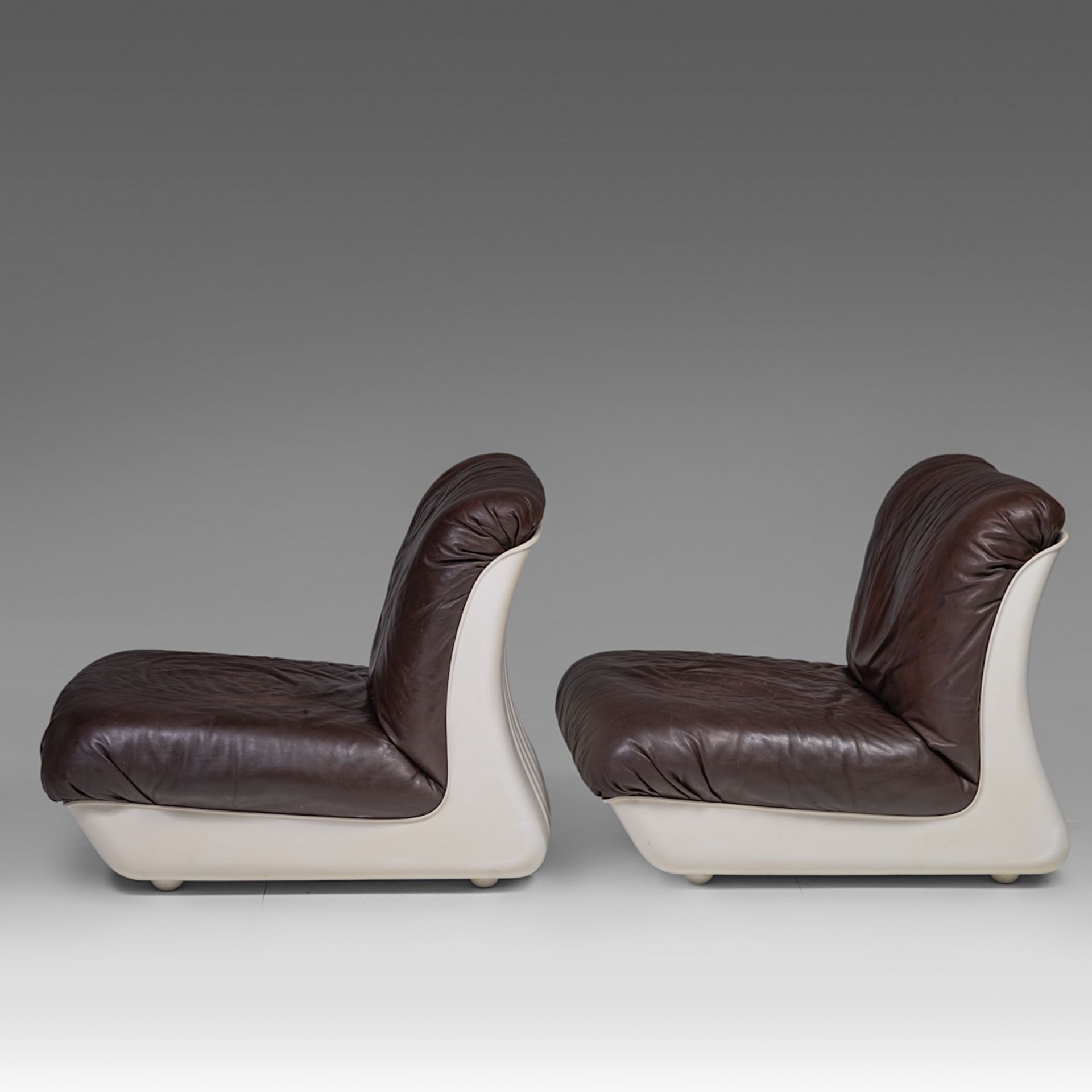 A vintage pair of loacoda chairs by Waldmann, Golz en Schmidt, made by Durlet, Belgium 1972, H 73 - - Image 5 of 12