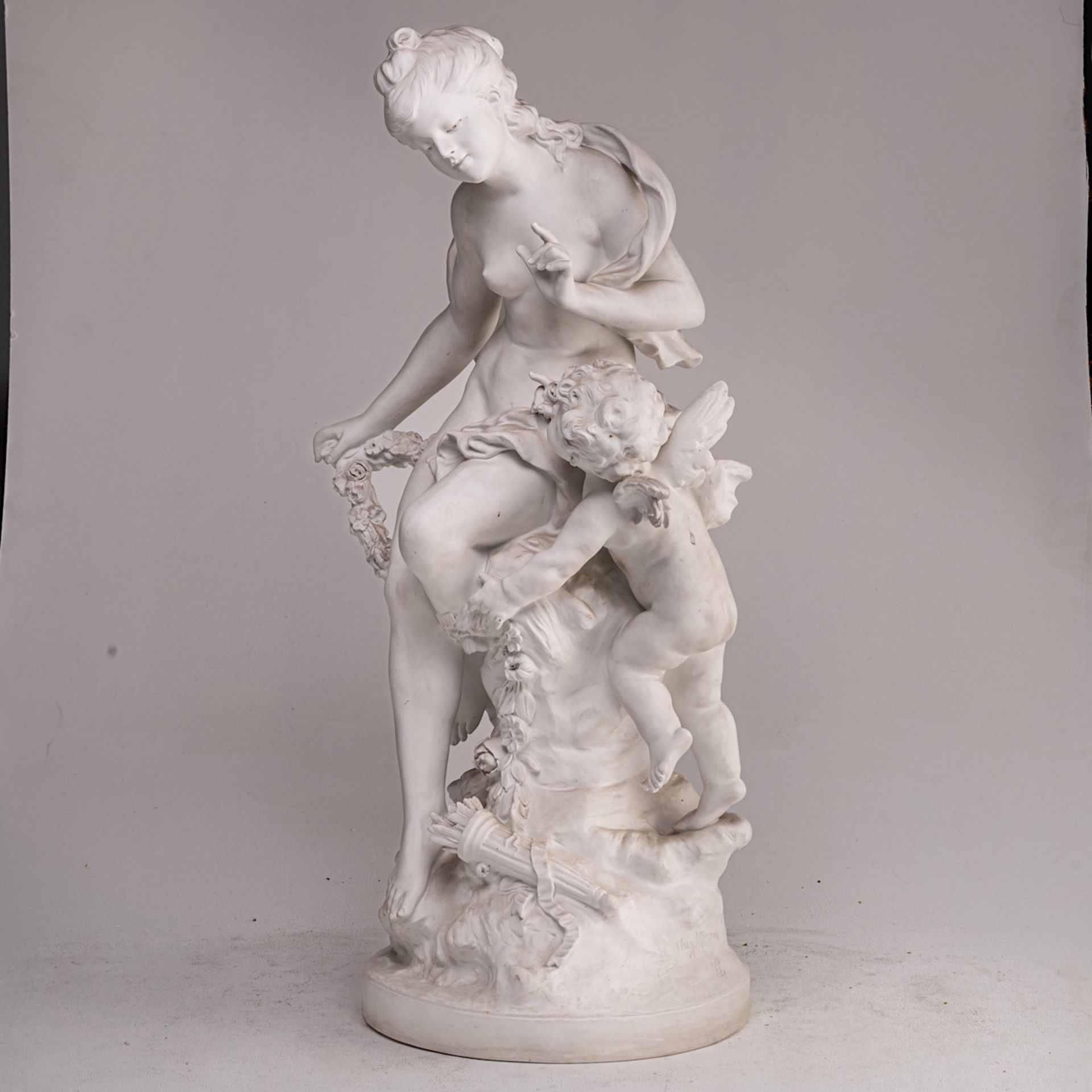 Auguste Moreau (1834-1917), biscuit sculpture of Venus and Amor, marked Sevres, H 64 cm - Bild 2 aus 8