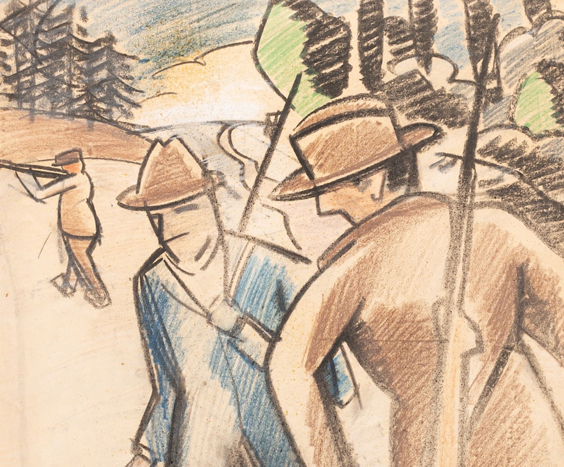Jean Brusselmans (1884-1953), the hunters, 1925, pastel on paper, 55 x 75 cm - Image 5 of 6