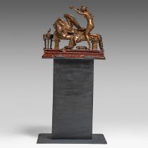 Albert-Ernest Carrier-Belleuse (1824-1887), Amor and Psyche, patinated bronze on a rouge Napoleon ma