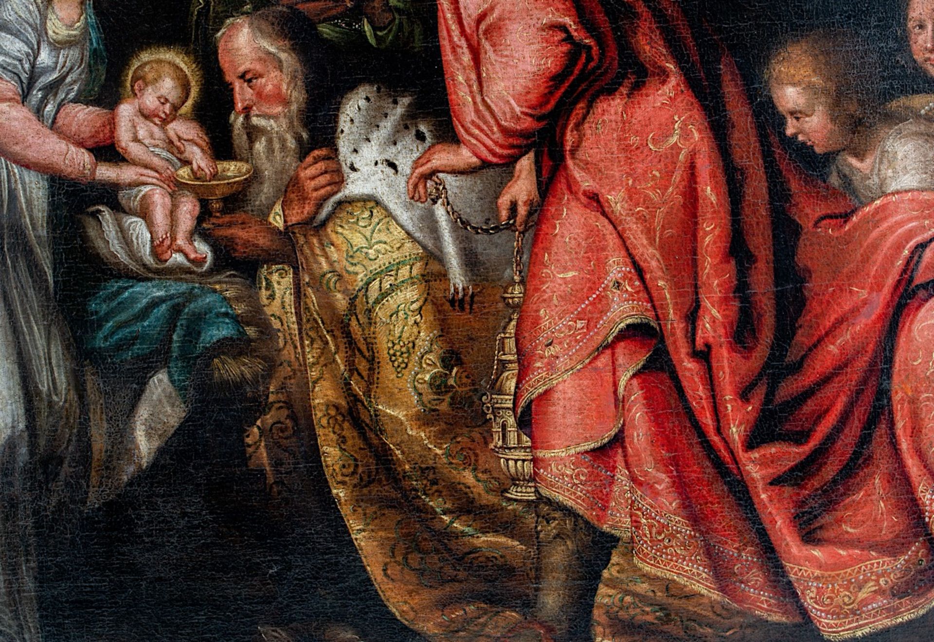 The adoration of the Magi, 17thC, oil on canvas, 102 x 129 cm - Image 7 of 7