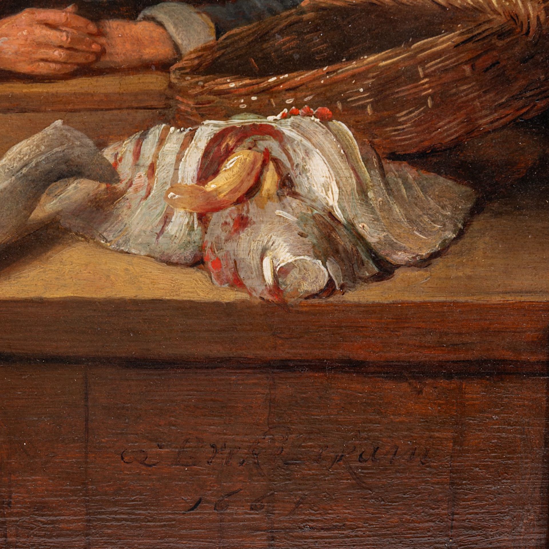 Quirin Gerritz. Van Brekelenkam (1622-1668), the fish vendor, 1661, oil on oak 28 x 24.5 cm. (11.0 x - Bild 4 aus 6