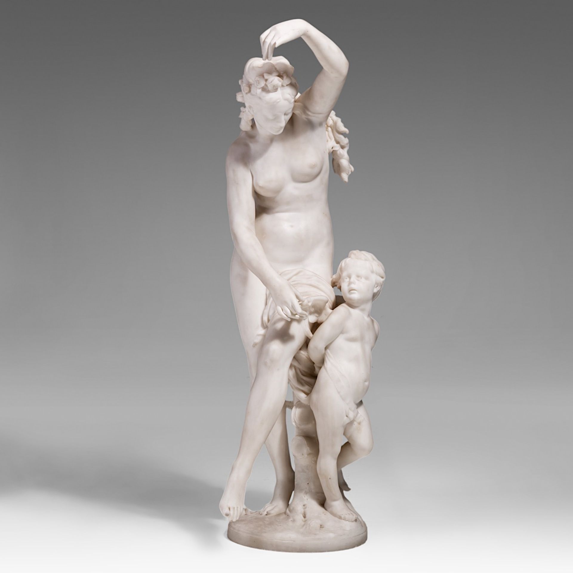 Emile Andre Boisseau (1842-1923), Venus and Amor, Carrara marble, H 99,5 cm