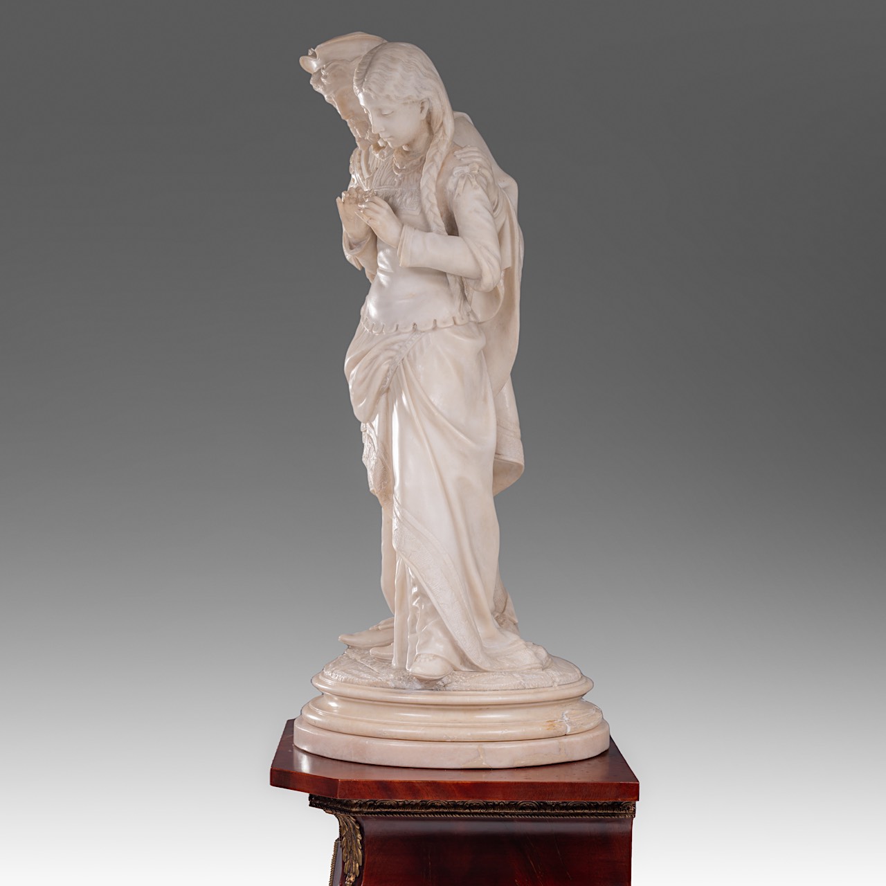 Pietro Bazzanti (c. 1823-1874), alabaster sculpture of two lovers, H 85 cm - Image 8 of 13