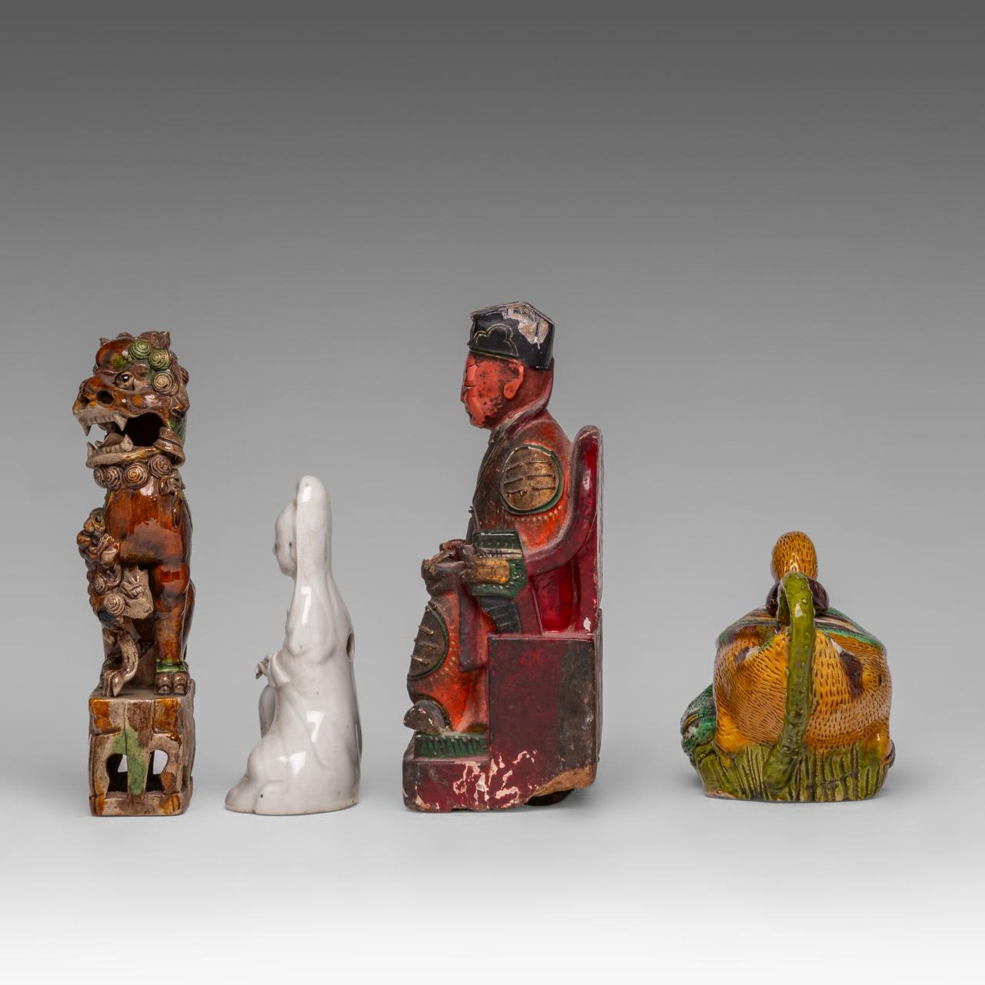 A small collection of Chinese altar ware, Kangxi - Republic period, tallest H 22 cm - Image 3 of 7