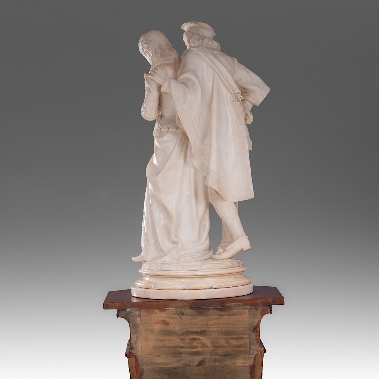 Pietro Bazzanti (c. 1823-1874), alabaster sculpture of two lovers, H 85 cm - Image 9 of 13